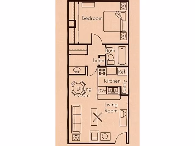 1 Bed • 1 Bath 0205 floor plan